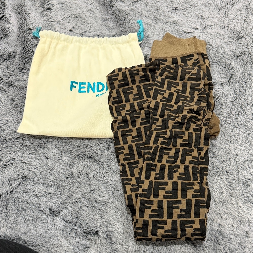 Fendi Tan and Black Logo thighs
